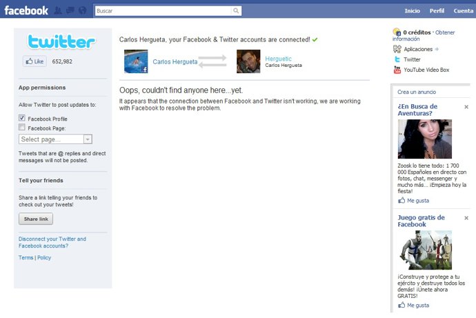 Integración de Facebook y Twitter