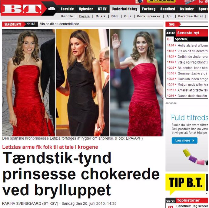 Artículo sobre la princesa Letizia en la prensa danesa