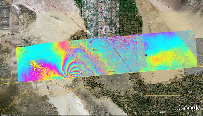 imágenes de radar de un terremoto