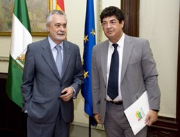 José Antonio Griñán y Diego Valderas, antes de la reunión