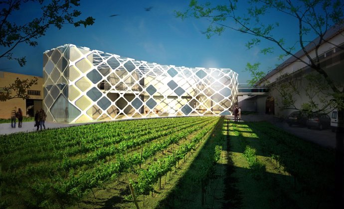 Imagen exterior del edificio que albergará el Museo del Vino. 