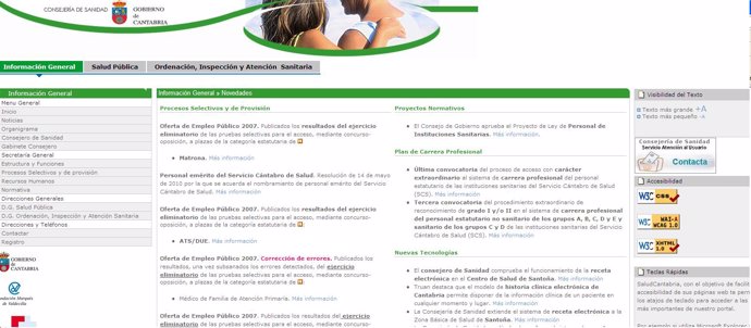 Página web de salud de Cantabria