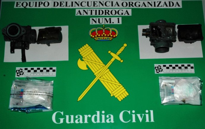 La cocaína y la pieza de repuesto intervenidas