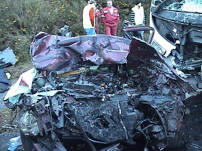 Restos de un accidente de tráfico registrado en Galicia.