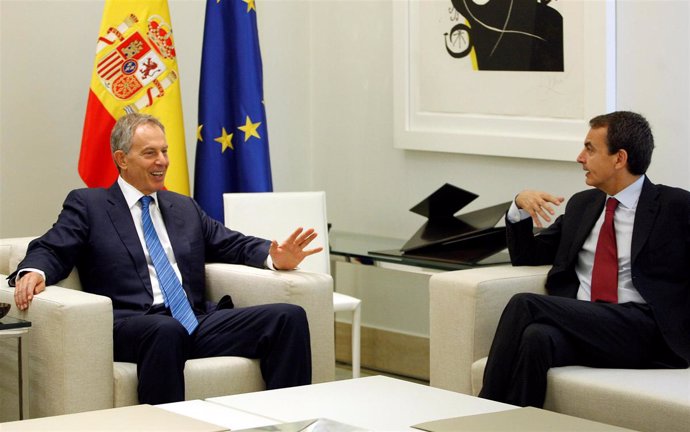 Presidente del Gobierno, José Luis Rodríguez Zapatero y Toni Blair