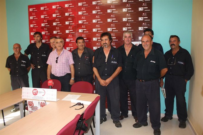 Los trabajadores de Jilosa en la sede de UGT