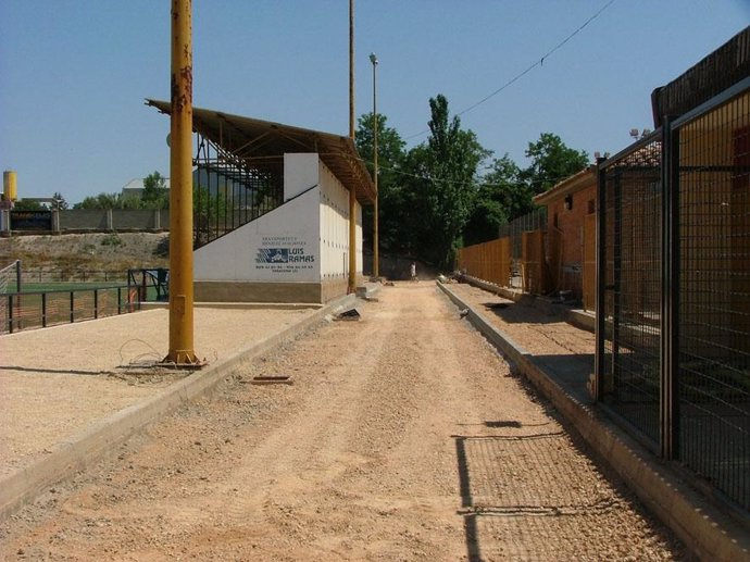 Obras en el campo de fútbol de Tarazona