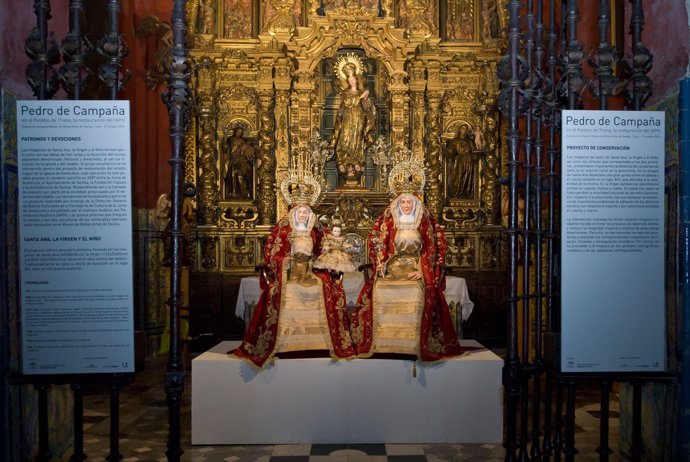 Esculturas de Santa Ana, la Virgen y el Niño del Retablo de Triana restauradas p