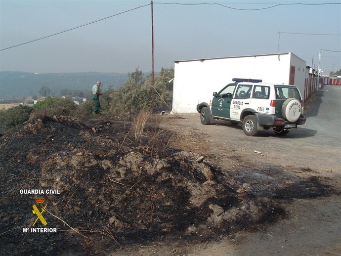  Imagen de la zona afectada por el incendio en Arroyomolinos de León 