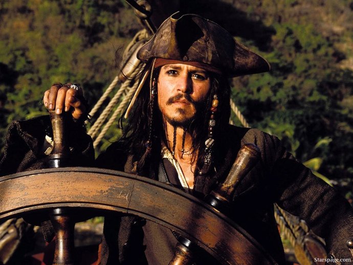 Johnny Depp interpretando a Jack Sparrow