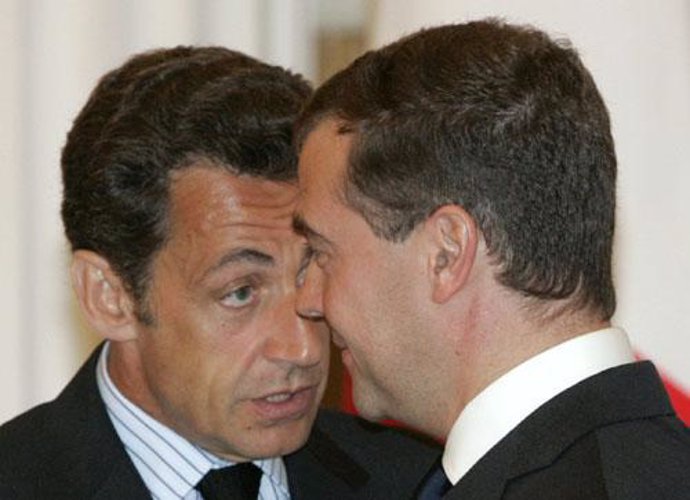 Nicolas Sarkozy y el presidente ruso, Dimitri Medvedev Georgia