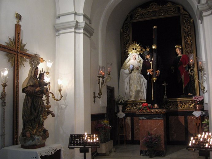 Imagen de la talla dañada en esta parroquia de La Puebla de Cazalla.