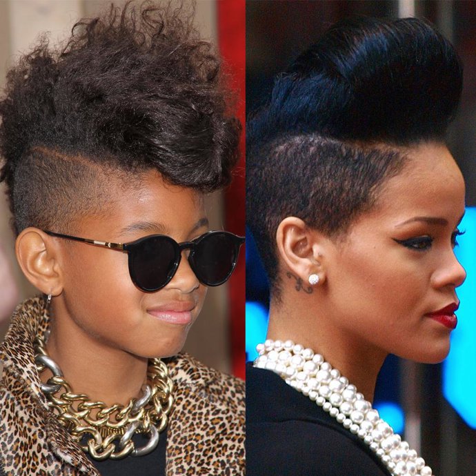 Montaje de la hija pequeña de Will Smith, Willow, y la cantante Rihanna 