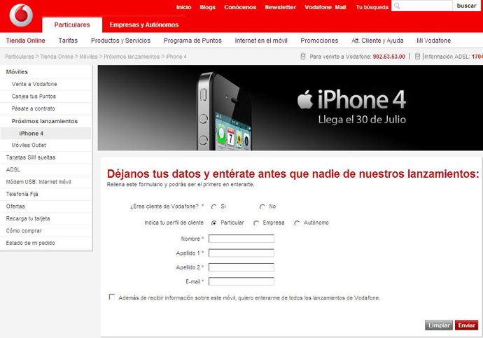 web iphone vodafone