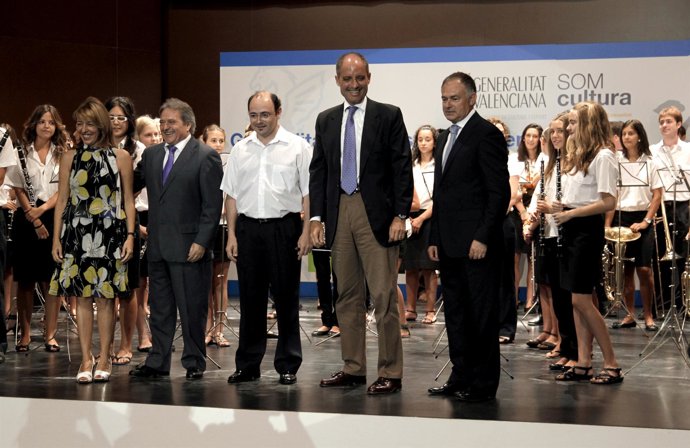 Francisco Camps y Alfonso Rus en la inauguración del auditorio de Genovés