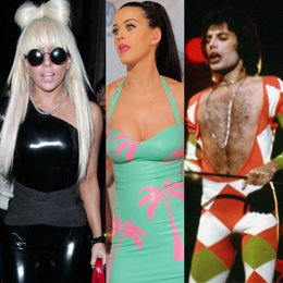 Montaje de Lady Gaga, Katy Perry y Freddie Mercury