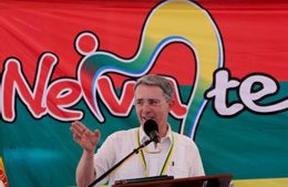 Álvaro Uribe, presidente de Colombia en Neiva, Huila, el 31 de julio de 2010