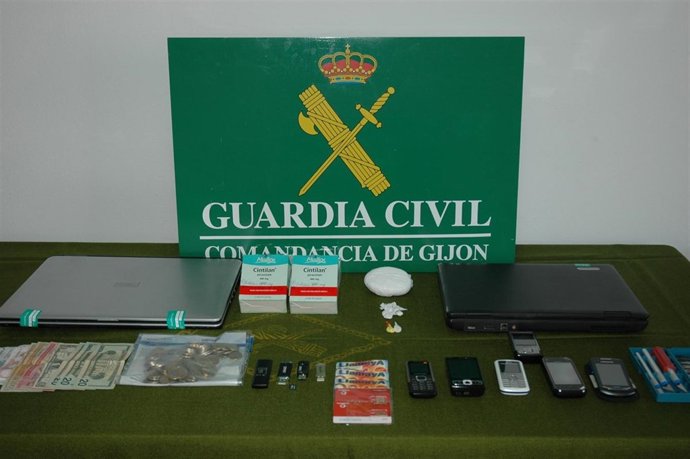 Material incautado tras la detención