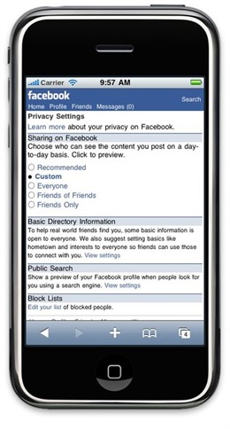 Configuración de la privacidad de Facebook desde el móvil.
