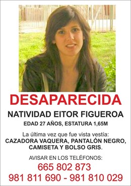 Cartel con datos de la desaparecida.