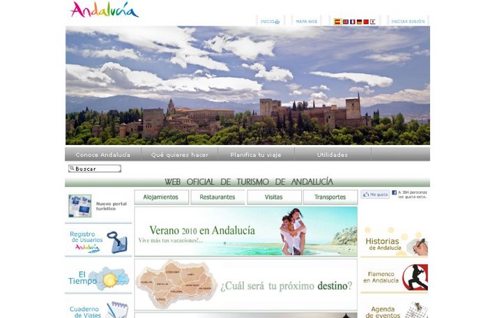Web de turismo de Andalucía