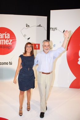 Griñán y Gámez en el acto de presentación de la candidatura a la Alcaldía de Mál