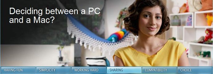 Web 'PC vs. Mac' de Microsoft.