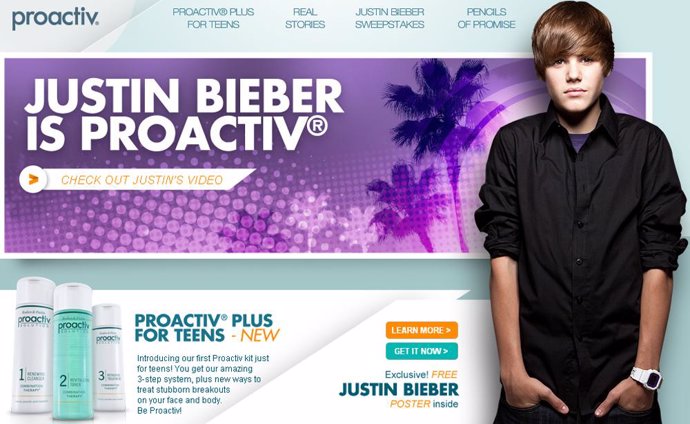 Justin Bieber, nueva cara de la crema anti-acné Proactiv