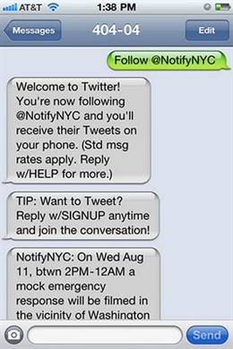 Servicio 'Fast Follow' por SMS de Twitter.
