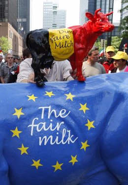 Protestas por el precio de la leche en Bruselas