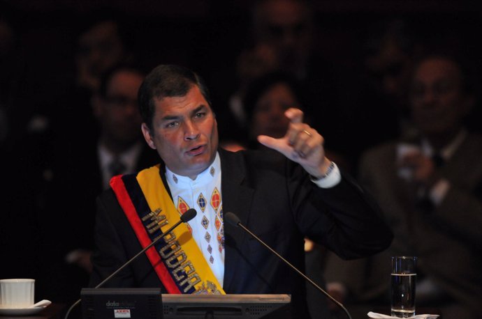 El presidente de Ecuador, Rafael Correa, en el Congreso ecuatoriano.