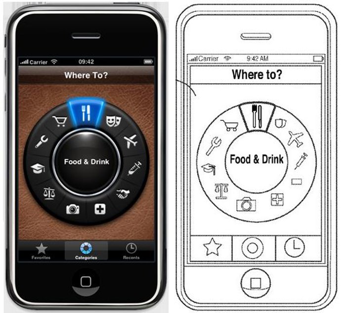Diagrama de Apple y pantallado del app 'Where to' de FuturetTap.