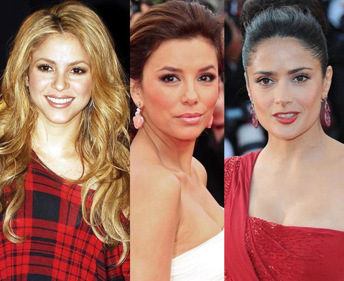 Montaje de Shakira, Eva Longoria y Salma Hayek