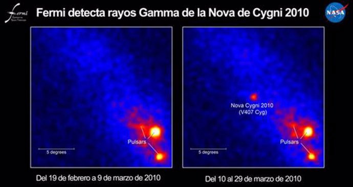 Fermi detecta rayos gamma de la Nova de Cygni 2010