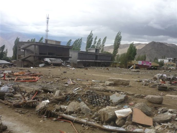 Ciudad de Leh, inundaciones en India