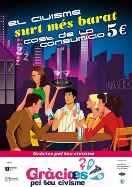 Cartel para promover el civismo nocturno en las fiestas de Gràcia