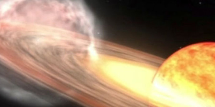 explosión de una nova junto a una estrella