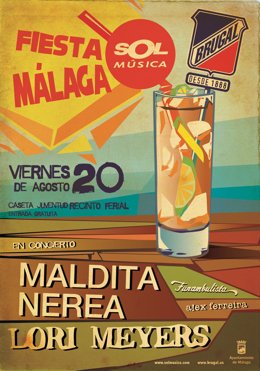 Cartel de 'Fiesta Sol Música Brugal Málaga'