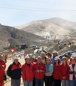 El presidente de Chile, Sebastián Piñera, durante una visita a la mina San José.