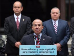 El presidente de México, Felipe Calderón, en la residencia oficial de Los Pinos 