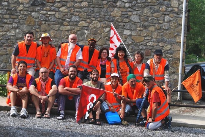 Los voluntarios de la marcha en Vielha