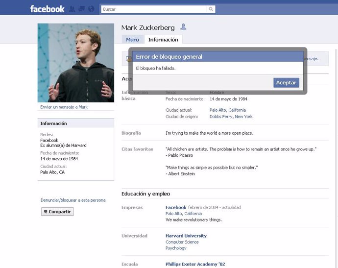 Bloaqueo Mark Zuckerberg