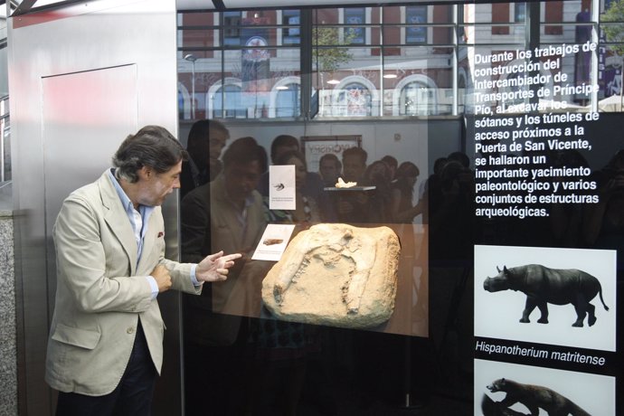 Ignacio González durante la presentación de la exposición paleontológica