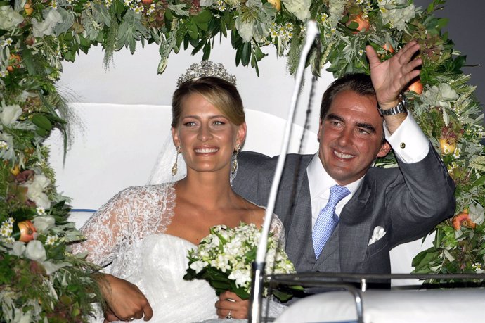 Tatiana Blatnik y el príncipe Nicolás de Grecia el día de su boda, 25 de agosto 