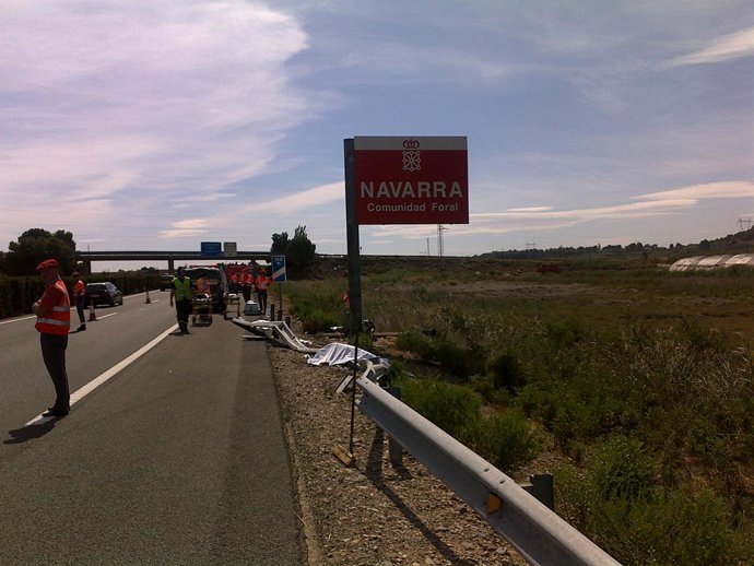 Accidente en la AP-68, en el término municipal de Corella.