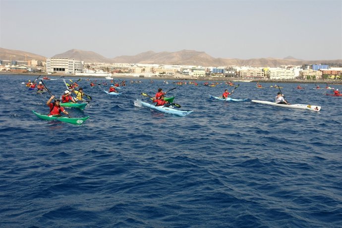 Imagen de la primera jornada de la Vuelta a Fuerteventura en Kayak
