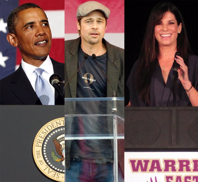 Montaje del presidente de Estados Unidos, Barack Obama, el actor Brad Pitt y la 