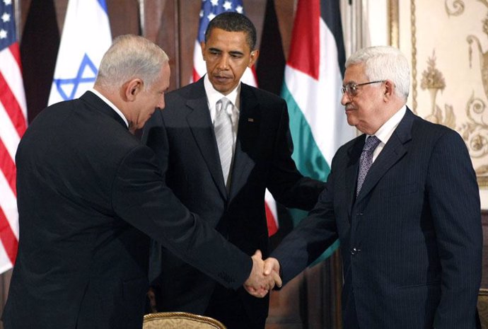 Obama, Netanyahu y Abbas 