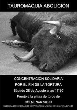 Cartel de la manifestación antitaurina de Colmenar Viejo