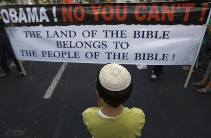 Colonos israelíes se manifiestan contra las negociaciones de Obama